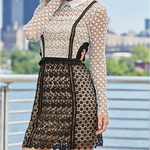 Lace colorblock cut out dress